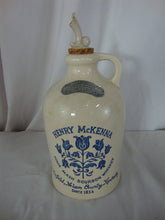 Load image into Gallery viewer, 1972 Henry McKenna Half Gallon Stoneware Empty Decanter with Cork Pour Stopper
