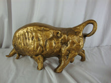 Load image into Gallery viewer, MCM Hollywood Regency Large Gold Gilded Ceramic/Clay Bull Sculpture Figure
