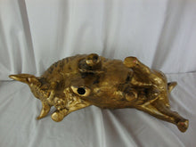 Load image into Gallery viewer, MCM Hollywood Regency Large Gold Gilded Ceramic/Clay Bull Sculpture Figure
