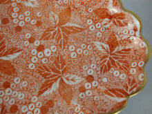 Load image into Gallery viewer, Vintage Spode Copeland Orange/White Leaf Gold Scallop Edge Diamond Shape Tray
