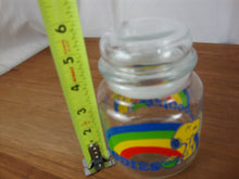 Load image into Gallery viewer, 1970&#39;s Peanuts Snoopy Woodstock Glass Rainbow Goodies Canister with Lid
