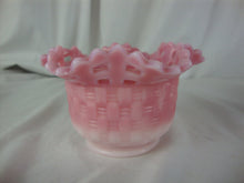 Load image into Gallery viewer, Vintage Fenton Pink Slag Glass Basket Weave Small Bowl
