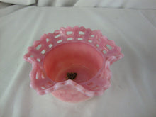 Load image into Gallery viewer, Vintage Fenton Pink Slag Glass Basket Weave Small Bowl
