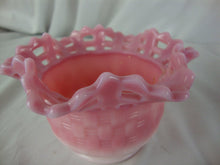 Load image into Gallery viewer, Vintage Fenton Pink Slag Glass Basket Weave Small Bowl
