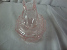 Load image into Gallery viewer, Vintage Blush Pink Glass Bunny on Nest Basket Trinket Dish
