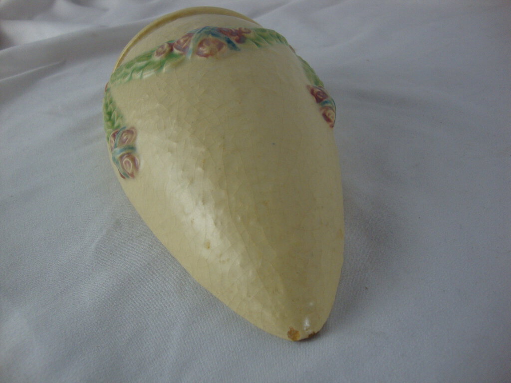 Antique Roseville Pottery La Rose Floral Wall Pocket Decor