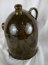 Load image into Gallery viewer, Marvin Bailey Potter Olive Green Brown Side Handle Two Spout Ugly Face Jug 9 Inch
