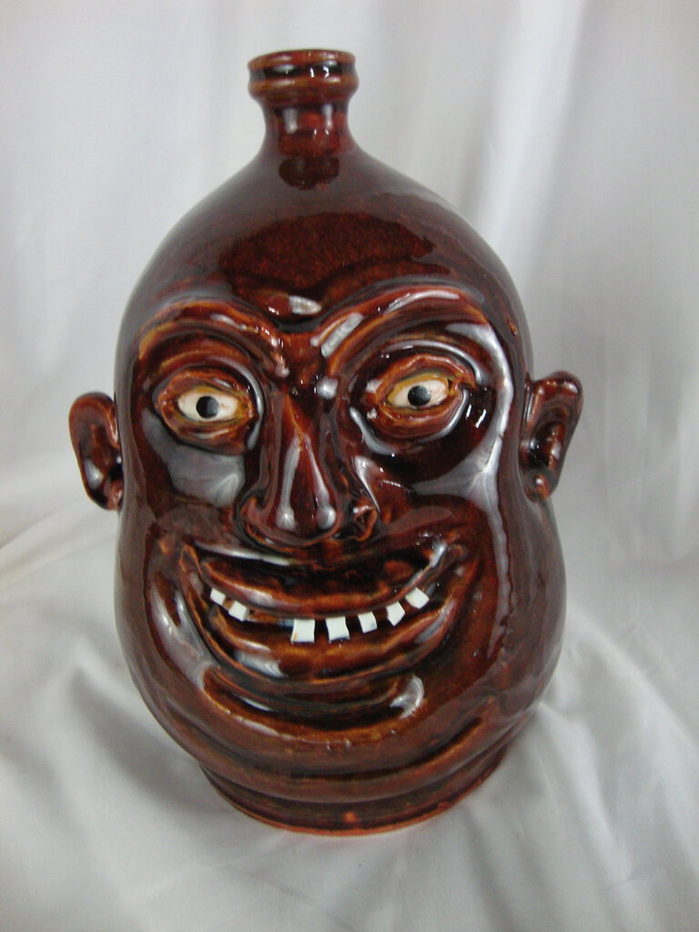 Marvin Bailey Potter Dark Red Brown 10 Inch Ugly Face Jug