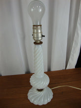 Load image into Gallery viewer, Vintage White Milk Glass Swirl Electric Table Lamp Base No Shade
