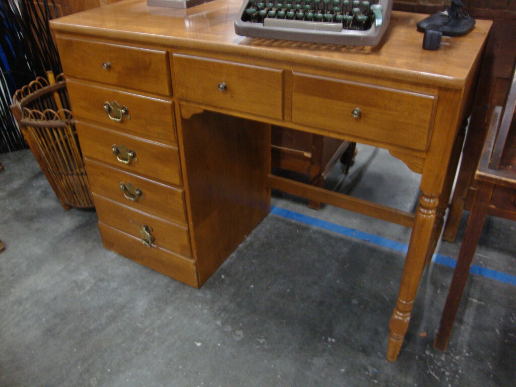 Vintage Ethan Allen Nutmeg Maple Four Drawer Student Desk