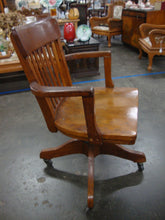 Load image into Gallery viewer, Vintage Tiger Oak Swivel Roll Armed Office Desk Chair
