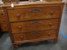 Load image into Gallery viewer, Antique Three Drawer Dresser Wishbone Swivel Mirror and Top Glove Boxes
