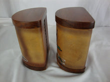 Load image into Gallery viewer, Vintage Mallard Duck Wood and Leather Half Round Book Ends
