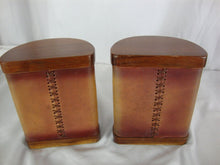 Load image into Gallery viewer, Vintage Mallard Duck Wood and Leather Half Round Book Ends
