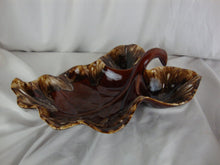 Load image into Gallery viewer, Hull Oven Proof Brown Drip Glaze Leaf Shape 3 Part Party Tray
