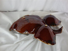 Load image into Gallery viewer, Hull Oven Proof Brown Drip Glaze Leaf Shape 3 Part Party Tray
