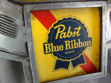 Load image into Gallery viewer, 1980&#39;s Pabst Blue Ribbon Lighted Electric Molded Plastic Beer Bar Man Cave Wall Mount Sign
