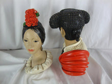 Load image into Gallery viewer, 1966 Marwal by Brower Chalkware Matador &amp; Senorita Head Figures
