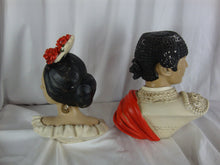 Load image into Gallery viewer, 1966 Marwal by Brower Chalkware Matador &amp; Senorita Head Figures
