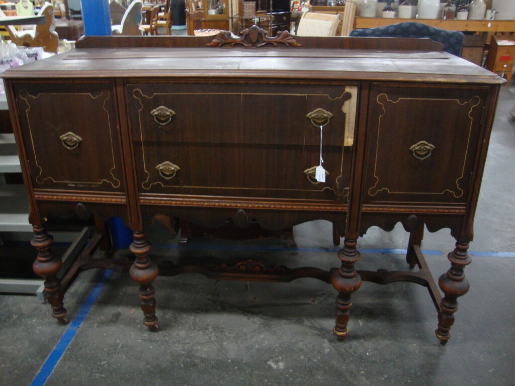 Vintage Jacobean Mahogany Server Sideboard PROJECT AS IS