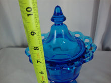Load image into Gallery viewer, Vintage Imperial Glass Colonial Blue Lace Edge Lidded Pedestal Candy Dish

