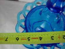 Load image into Gallery viewer, Vintage Imperial Glass Colonial Blue Lace Edge Lidded Pedestal Candy Dish
