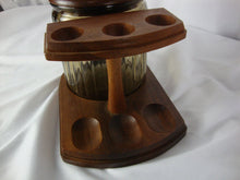 Load image into Gallery viewer, Vintage Decatur Industries Walnut 3 Tobacco Pipe Stand with Smoked Glass Humidor
