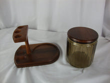 Load image into Gallery viewer, Vintage Decatur Industries Walnut 3 Tobacco Pipe Stand with Smoked Glass Humidor
