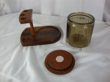 Load image into Gallery viewer, Vintage Decatur Industries Walnut 3 Tobacco Pipe Stand with Smoked Glass Humidor
