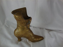 Load image into Gallery viewer, Vintage Large Brass Ladies Victorian Lace Up Heel Boot Shoe Planter Vase
