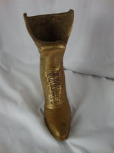 Load image into Gallery viewer, Vintage Large Brass Ladies Victorian Lace Up Heel Boot Shoe Planter Vase
