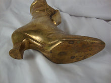 Load image into Gallery viewer, Vintage Large Brass Ladies Victorian Lace Up Heel Boot Shoe Planter Vase
