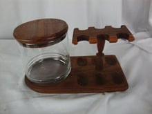 Load image into Gallery viewer, Vintage Walnut Six Tobacco Pipe Stand Holder with Clear Glass Wood Lid Humidor
