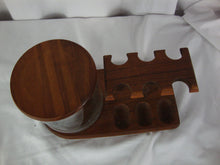 Load image into Gallery viewer, Vintage Walnut Six Tobacco Pipe Stand Holder with Clear Glass Wood Lid Humidor
