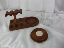 Load image into Gallery viewer, Vintage Walnut Six Tobacco Pipe Stand Holder with Clear Glass Wood Lid Humidor
