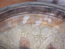 Load image into Gallery viewer, Antique Old Sheffield Silverplate Floral Beaded Trim Ball Claw Footed Round Tray
