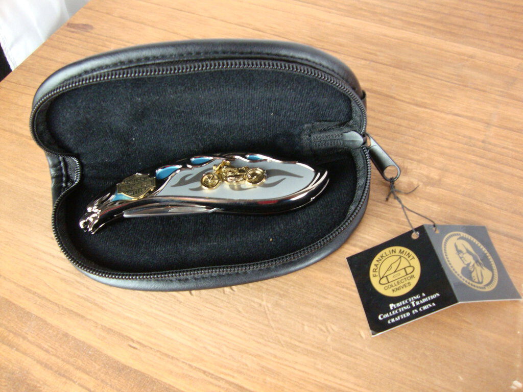 Franklin Mint Harley Davidson Sportster Folding Collector Knife with Soft Case