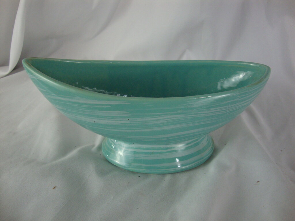 Vintage McCoy Harmony Aqua White Ceramic Oblong Planter