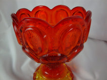 Load image into Gallery viewer, Vintage LE Smith Amberina Moon &amp; Stars Pedestal Candy Dish with Dome Lid
