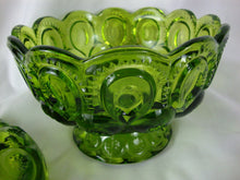 Load image into Gallery viewer, Vintage LE Smith Moon &amp; Stars Green Glass Lidded Candy Dish
