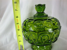 Load image into Gallery viewer, Vintage LE Smith Moon &amp; Stars Green Glass Lidded Candy Dish
