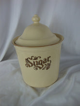 Load image into Gallery viewer, Vintage Pfaltzgraff Village Yellow/Brown Stoneware Sugar Canister with Dome Lid
