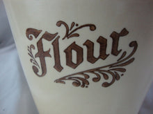 Load image into Gallery viewer, Vintage Pfaltzgraff Village Yellow/Brown Stoneware Flour Canister with Dome Lid
