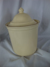 Load image into Gallery viewer, Vintage Pfaltzgraff Village Yellow/Brown Stoneware Flour Canister with Dome Lid
