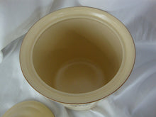 Load image into Gallery viewer, Vintage Pfaltzgraff Village Yellow/Brown Stoneware Flour Canister with Dome Lid
