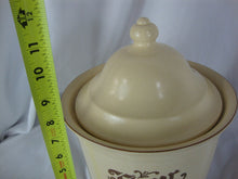 Load image into Gallery viewer, Vintage Pfaltzgraff Village Yellow/Brown Stoneware Flour Canister with Dome Lid
