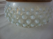 Load image into Gallery viewer, Vintage Fenton Opalescent Hobnail Glass Powder Dresser Jar with Wood Lid
