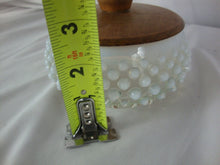 Load image into Gallery viewer, Vintage Fenton Opalescent Hobnail Glass Powder Dresser Jar with Wood Lid
