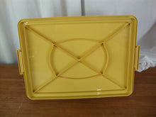Load image into Gallery viewer, Vintage Tupperware Harvest Gold/Frosted Plastic Cake Taker with Handle
