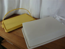 Load image into Gallery viewer, Vintage Tupperware Harvest Gold/Frosted Plastic Cake Taker with Handle
